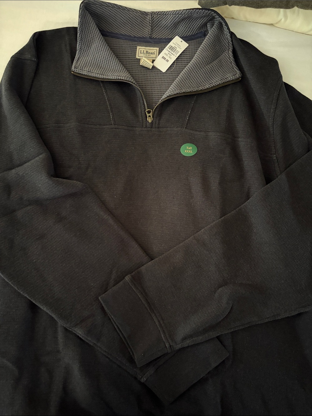L.L. Bean Men's Charcoal Zip-Neck Pullover Sweater